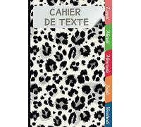 Cahier de texte, Thème léopard ,parfait comme cadeau pour la rentrée scolaire ,organisation des devoirs du lundi au vendredi, prise de note,format 15X22cm