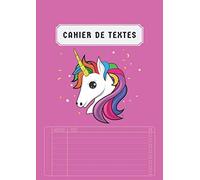 Cahier de Textes: Fille Licorne Scolaire Agenda Non Daté 2020 2021 pour les Devoirs Primaire CE1 CE2 CM1 CM2 Sans Spirale Rose