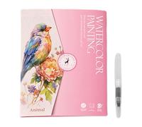 Cahier De Travail Aquarelle - Cahier De Travail Aquarelle Pour Les Adultes | Comprend Un Ensemble De Peinture Et Un Pinceau À 12 Couleurs | Livre De Peinture Créatif Adapté Aux Débutants |Activité Ar