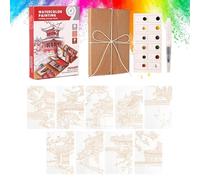 Cahier de Travail Aquarelle | Kit de Dessin Nomade de Poche,Cahier d'initiation à l'aquarelle,pour artistes, amateurs, pros, enseignants, extérieur, café, parc, road trips, randonnée, camping