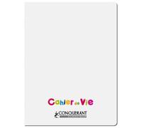 Cahier vie agrafé conquérant classique couverture polypropylène a4+ 24x32cm 96 pages 48 lignées 10mm/48 unies 90g