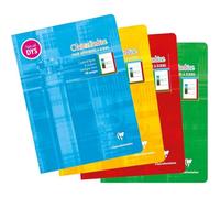 Clairefontaine 37538C Un Cahier Agrafé - 17x22 cm - 48 Pages Réglure 4 couleurs Spéciale DYS Interligne 3mm - Papier Blanc 90 g - Couverture Carte Pelliculée - Couleur Aléatoire