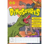 Cahier d'Écriture Cursive Dinosaures GS CP: Apprendre à Écrire les Lettres Minuscules, Majuscules et Chiffres en Cursif avec Coloriage (Pour Enfant en Grande Section de Maternelle et CP)