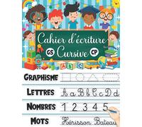 Cahier D'écriture Cursive GS - CP: J’apprends à écrire les lettres de l'alphabet majuscules et minuscules en cursive - Écriture manuscrite en cursive.