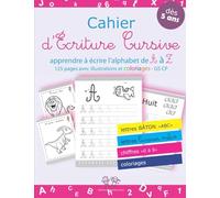 Cahier d'écriture cursive: v2-2 grande section gs cp maternelle | majuscule et minuscule | lettres bâtons et cursives + chiffres + Coloriages | pour enfants dès 5 ans | rose