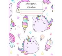 Cahier d'ECRITURE LICORNE pour ENFANTS DYS avec réglure COULEUR (Ciel- Herbe- Terre- Feu): Adapté pour l'APPRENTISSAGE et les élèves souffrant de ... DYSPRAXIE, HYPOTONIE MUSCULAIRE,...