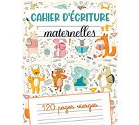 cahier d'écriture maternelles: 120 pages vierges avec double ligne | livre vierge pour s'exercer à l'écriture des lettres et des chiffres | Grand Format | couverture chats mignons
