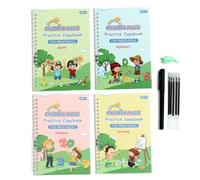 Cahier d'écriture nervuré - Blocs de calligraphie roses, carnet d'écriture pour enfant, aide à la motricité fine, feuilles avec motifs de l'alphabet | Manuel en rose pour de forme