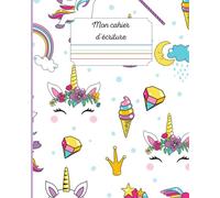 Cahier d'ECRITURE pour ENFANTS DYS avec réglure COULEUR (Ciel- Herbe- Terre- Feu): Adapté pour l'APPRENTISSAGE et les élèves souffrant de handicap | ... HYPOTONIE MUSCULAIRE,...| Décor: LICORNE