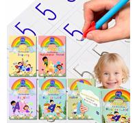 Cahier d'entraînement à l'écriture manuscrite réutilisable pour enfants de 3 à 8 ans, 5 livres avec stylos, traçage de lettres rainurées pour enfants de 3 à 8 ans, grande taille (cahier d'exercices