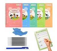 Cahier D'entraînement Magique, 5 Cahier Magique pour Enfants avec Recharge De Stylo À Encre Disparaissant, Ensemble De Calligraphie Groove pour Enfants pour Débutants pour Le Dessin, Les Chiffres
