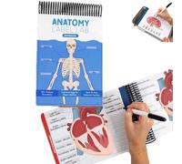 Cahier d'exercices Anatomy Label Lab - Creative Human Anatomy Busy Book, Indispensable pour Infirmières, 100+ Pages Couleur Effaçables, Outils de Physiologie pour étudiants Et Médecins