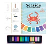 Cahier d'exercices d'aquarelle, 12 couleurs avec peintures, ensemble de peinture aquarelle avec pinceau - pour, débutants, garçons, filles, maison, salle de classe, journaux, exercices