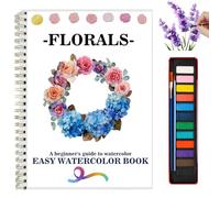 Cahier d'exercices d'aquarelle adapté aux débutants - Kit de peinture facile - Scènes de nature - Artisanat créatif pour exploration créative - Cadeau pour adultes et adolescents (fleurs, avec palette