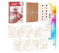 Cahier d'exercices d'aquarelle avec peintures - Pratique du dessin de voyage - Mini ensemble de voyage aquarelle | pour étudiants, amateurs, débutants, voyageurs, café, parc, voyages, randonnée