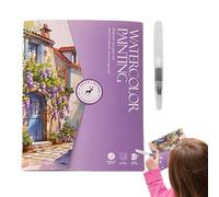 Cahier d'exercices d'aquarelle - Ensemble de peinture de qualité supérieure 12 couleurs, pinceau en poils de martre naturel, pages de tutoriel guidées étape par étape | Livre d'introduction au dévelop