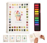 Cahier d'exercices d'aquarelle - Kit de peinture aquarelle pour débutant avec 12 peintures aquarelle et pinceau (plante en pot)