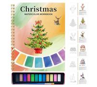 Cahier d'exercices d'aquarelle pour débutants, avec 12 peintures de couleurs | Kit de fournitures artistiques pour le dessin, l'apprentissage, les adolescents, usage professionnel, maison, voyage