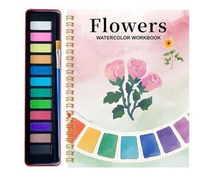 Cahier D'exercices D'aquarelle Pour Débutants - Journal De Coloriage De 220 G Avec 12 Peintures, Livre D'art Étape Par Étape Pour Femmes Artistes, Ensemble Complet De Peinture À L'aquarelle Po