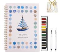 Cahier d'exercices d'aquarelle pour débutants - Scènes de nature - Set de peinture pour adultes et adolescents Seaside Series