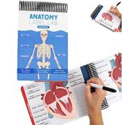 Cahier d'exercices de laboratoire d'étiquettes d'anatomie - Livre créatif d'anatomie humaine - Carnet de rapport essentiel pour infirmières - Plus de 100 pages en couleur effaçables à sec - Outils