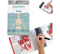 Cahier d'exercices de laboratoire d'étiquettes d'anatomie - Livre créatif d'anatomie humaine - Outils d'étude de physiologie - Plus de 100 pages colorées effaçables à sec pour étudiants, médecins