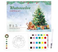 Cahier D'exercices De Peinture À L'aquarelle De Noël, Vacances Festives, 21 X 17 X 1,3 Cm, Kit De Peinture Pour Livre De Coloriage, Ensemble De Peintur De Scènes Naturelles Faciles À Utiliser