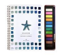 Cahier d'exercices de peinture aquarelle de 12 couleurs avec fournitures pour débutants - Carnet d'exercices avec pinceaux pour enfants et adultes (bord de mer)