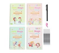 Cahier d'exercices de traçage des lettres - 4 cahiers d'exercices d'écriture réutilisables pour les écoles maternelles | Cahier d'activités stimulant le cerveau pour apprendre l'écriture manuscrite c