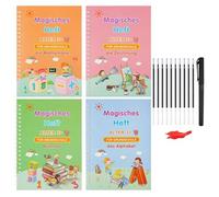 Cahier d'exercices éducatifs précoces - 21 x 17,5 cm - Cahier d'entraînement à l'écriture - Carnet de notes réutilisable rainuré - Outil éducatif pour - Utilisation pour l'école maternelle à