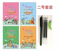 Cahier D'exercices Magiques, 4 Livres/Ensembles, Jouets Réutilisables Pour Enfants Pour Écrire Des Chiffres Anglais Et Des Lettres, Calligraphie 3d Montessori