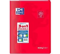 Oxford 400100049 EasyBook Cahier agrafé 24 x 32 cm 96 pages 90 g grands carreaux seyès Rouge