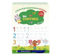 Cahier écriture chiffres 4 ans - J’écris et je recommence à l’infini : Les chiffres - lignes creuses, crayon magique effaçable inclus, jeux de maths maternelle