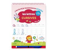 Cahier écriture cursive 5 ans - J’écris et je recommence à l’infini : Les lettres cursives - Lettres creuses, crayon magique effaçable inclus, apprentissage des lettres attachées GS CP