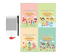 Cahier Écriture Espagnole 21 x 17,5 cm - Livres Réutilisables | 4 Cahiers Pratique Stylos Poignée | Carnet Éducatif Pré-Scolaire | Apprentissage Lettres Espagnoles | Exercices Écriture Garçons Fi