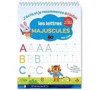 Cahier écriture majuscule 4 ans - J’écris et je recommence à l’infini : Les lettres majuscules - Lettres creuses, crayon magique effaçable inclus, apprentissage écriture maternelle