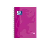 Oxford Cahier à spirale Europeanbook 1 A4 carreaux 5 x 5 mm 80 feuilles fuchsia