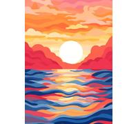 Cahier: Feuilles Simples A4 Grands Carreaux Seyès, 200 Pages, Thème Coucher de soleil, Idée Cadeau