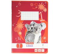 Cahier Herlitz format A5, papier sans bois, quadrillé, 80 g/m², 32 feuilles, blanc A5 Linéature 07