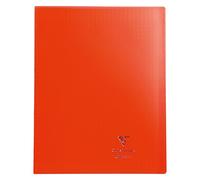 Cahier piqué polypro Koverbook 24x32cm 96 pages grands carreaux Seyes rouge transparent CLAIREFONTAINE