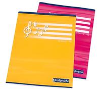 Calligraphe 563C Un Cahier Agrafé de Musique & Chant - 17x22 cm - 48 Pages Grands Carreaux + 8 portées - Papier Blanc 70 g - Couverture Carte Couverture Carte Recyclée Vernie - Couleur Aléatoire