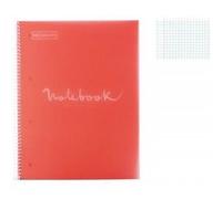 Cahier Notebook à spirale A4 MIQUELRIUS couverture polypro Grands carreaux Seyès perforé rose G