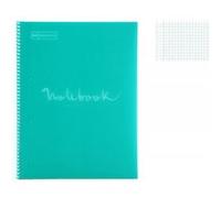 Miquelrius Cahier A4 21x29,7cm - Grands carreaux - 80 pages - polypro turquoise - spirale