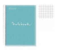 Cahier Notebook à spirale A4 MIQUELRIUS Emotion Couverture polypro 240p Petits carreaux 5x5 perforé Bleu ciel G