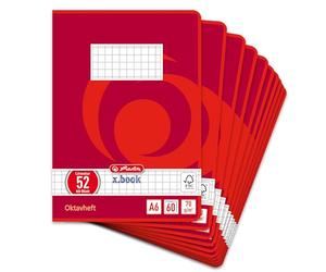 Cahier Oktavheft Herlitz A6, 60 pages, FSC Mix, 10 pièces A carreaux rot