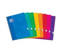Cahier Oxford color life 24x32cm grands carreaux seyès 180 pages reliure spirale couverture carte coloris assortis