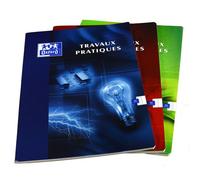 Cahier Oxford de travaux pratiques 24x32cm grands carreaux Seyès/uni blanc 80 pages agrafées couverture carte coloris assortis