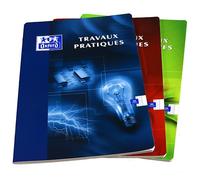 Cahier Oxford de travaux pratiques a4 grands carreaux seyès/uni blanc 80 pages agrafées couverture carte coloris assortis