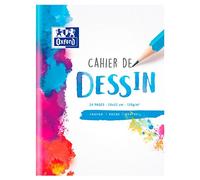 Cahier Oxford dessin 24x32cm réglure unie blanche 24 pages agrafées couverture carte colorée