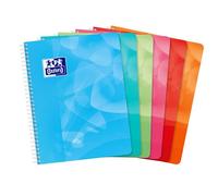 Cahier Oxford lagoon 17x22cm grands carreaux seyès 100 pages reliure spirale couverture polypro coloris assortis